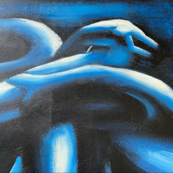 Abstract Blue Black Art Unframed Canvas 27”L x 23”W - Picture 5 of 7